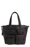 Mz Wallace Large Metro Quilted Nylon Travel Tote In Black