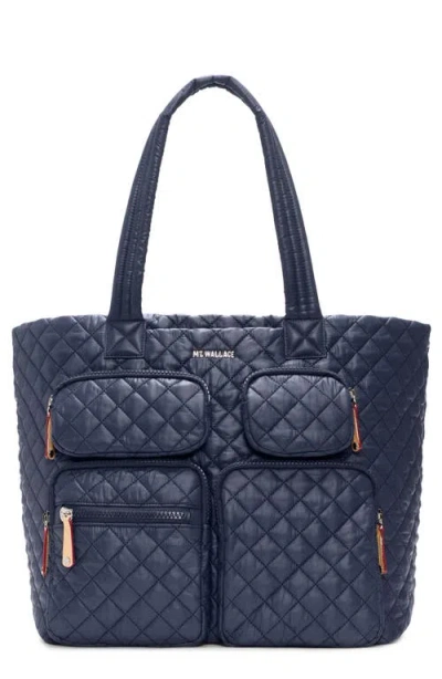 Mz Wallace Large Metro Quilted Nylon Travel Tote In Blue