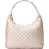 Mz Wallace Large Metro Shoulder Bag In Pale Rose Gold Metallic