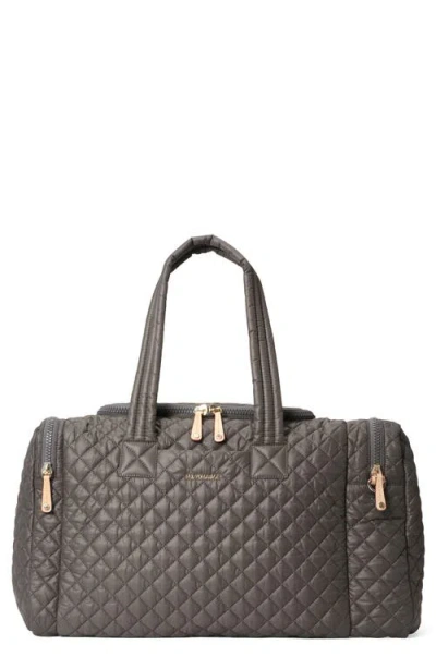 Mz Wallace Large Metro Team Quilted Nylon Duffle Bag In Metallic
