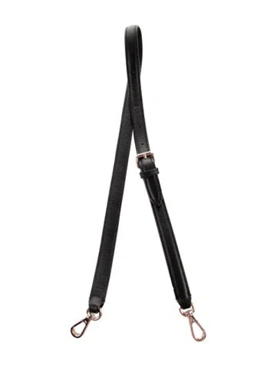 Pre-owned Mz Wallace Leather Bag Strap In Black