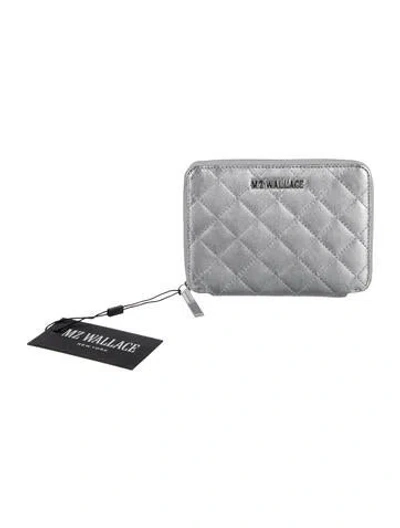 Pre-owned Mz Wallace Leather Patterned Continental Wallet W/ Tags In Silver