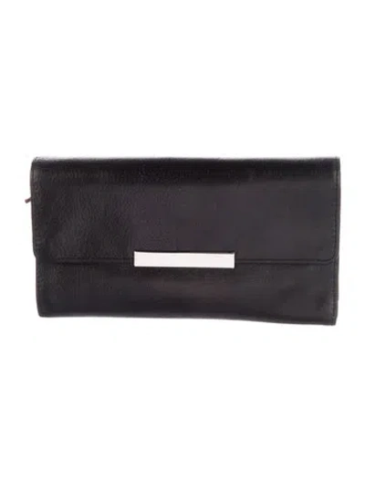 Pre-owned Mz Wallace Leather Wristlet In Black
