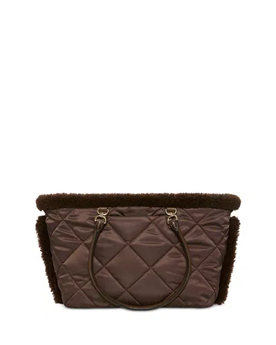 Mz Wallace Madison East West Shearling Trim Tote - Exclusive In Brown