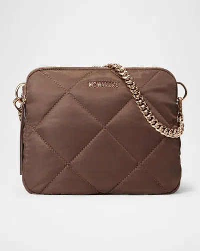 Mz Wallace Madison Quilted Nylon Crossbody Bag In Dark Brown