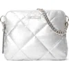 Mz Wallace Madison Quilted Nylon Crossbody Bag In Matte Silver