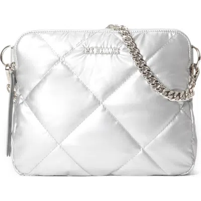 Shop Mz Wallace Quilted Bowery Crossbody Bag In Matte Silver