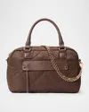 Mz Wallace Madison Quilted Nylon Satchel Bag In Dark Brown