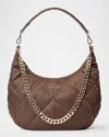 Mz Wallace Madison Quilted Nylon Shoulder Bag In Dark Brown