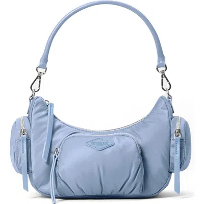 Mz Wallace Medium Chelsea Nylon Shoulder Bag In Stone Blue