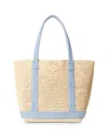 Mz Wallace Medium Crochet Tote In Crochet/denim/silver