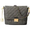 Mz Wallace Medium Crosby Lock Quilted Denim Crossbody Bag In True Charcoal Denim