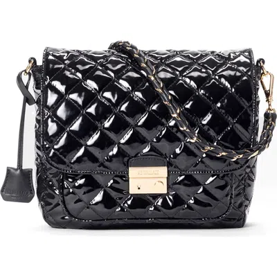 Mz Wallace Medium Crosby Lock Quilted Nylon Crossbody Bag In Black