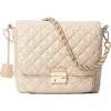 Mz Wallace Medium Crosby Lock Quilted Nylon Crossbody Bag In Buff