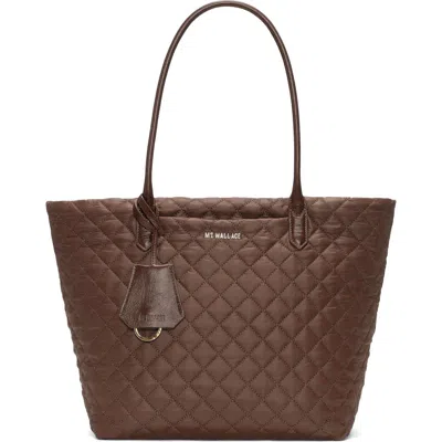 Mz Wallace Medium Daily Quilted Nylon Tote In Brown