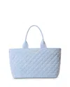 Mz Wallace Medium Metro City Tote In Light Denim/silver