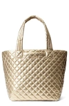 Mz Wallace Medium Metro Deluxe Tote In Antique Gold Metallic