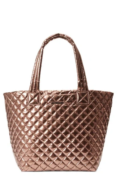 Mz Wallace Medium Metro Deluxe Tote In Copper Metallic Laquer/gunmetal