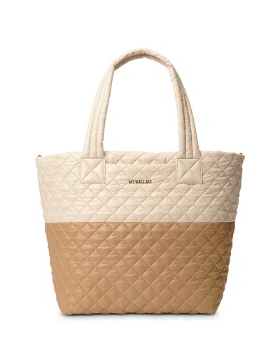 Mz Wallace Medium Metro Tote Deluxe In Buff/caramel Colorblock