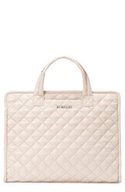 Mz Wallace Medium Quilted Nylon Box Tote In Mushroom