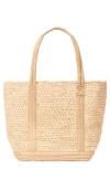 Mz Wallace Medium Raffia Tote In Raffia Camel