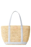 Mz Wallace Medium Raffia Tote In Raffia/ Chambray