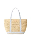 Mz Wallace Medium Raffia Tote In Raffia/chambray