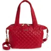 Mz Wallace Medium Sutton Deluxe Quilted Nylon Tote In Red