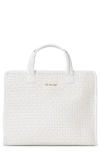Mz Wallace Medium Woven Nylon Box Tote In Pearl Metallic