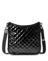 Mz Wallace Box Quilted Patent Crossbody Bag In Black Lacquer/matte Black