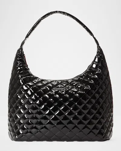Mz Wallace Metro Deluxe Large Patent Shoulder Bag In Black