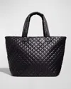 Mz Wallace Metro Deluxe Large Quilted Nylon Tote Bag In Black Oxford