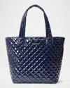 Mz Wallace Metro Deluxe Medium Quilted Patent Tote Bag In Navy