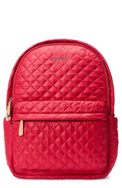 Mz Wallace Metro Deluxe Quilted Nylon Backpack In Red