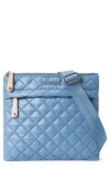 Mz Wallace Metro Flat Quilted Nylon Crossbody Bag In Medium Blue