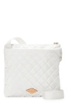 Mz Wallace Metro Flat Quilted Nylon Crossbody Bag In Pearl Metallic