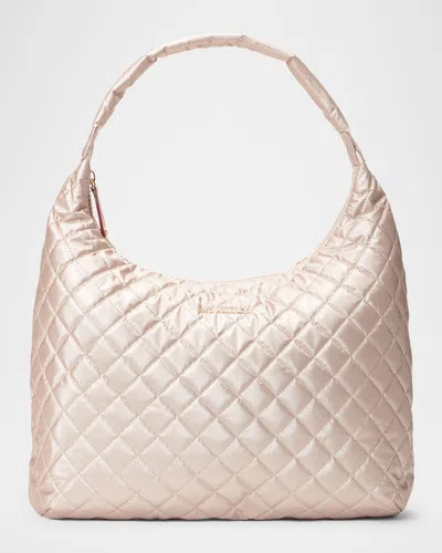Mz Wallace Large Metro Shoulder Bag In Pale Rose Gold Metallic