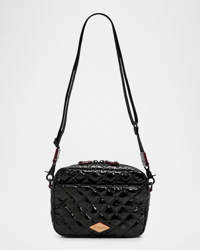 Mz Wallace Metro Quilted Glossy Nylon Crossbody Camera Bag In Black