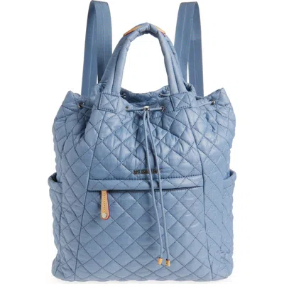 Mz Wallace Metro Quilted Nylon Convertible Backpack In Stone Blue Metro