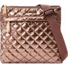 Mz Wallace Metro Quilted Nylon Crossbody Bag In Copper Metallic Lacquer
