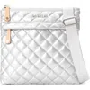 Mz Wallace Metro Quilted Nylon Crossbody Bag In Matte Silver
