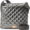 Mz Wallace Metro Quilted Nylon Crossbody Bag In Pewter Metallic