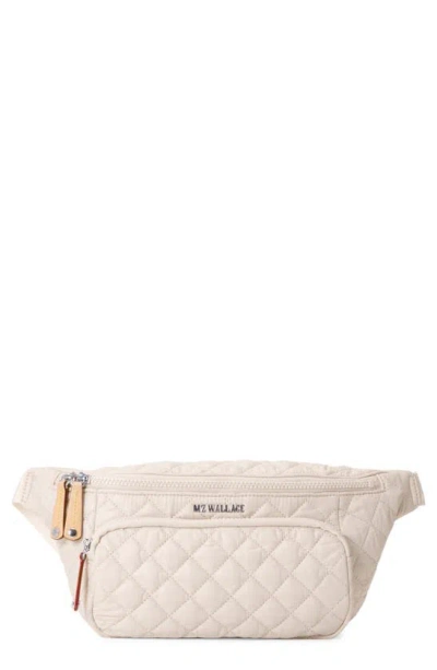 Mz Wallace Metro Quilted Nylon Sling Bag In Mushroom/silver