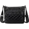 Mz Wallace Metro Scout Deluxe Quilted Nylon Crossbody Bag In Black Liquid