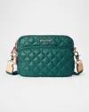Mz Wallace Metro Small Quilted Camera Crossbody Bag In Dark Green