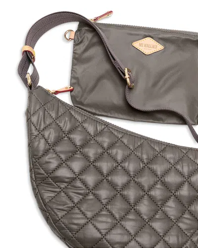 Mz Wallace Metro Small Quilted Smile Bag In Gray
