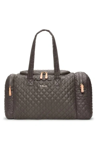 Mz Wallace Metro Team Iii Quilted Nylon Duffle Bag In Metallic