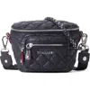 Mz Wallace Micro Crosby Diamond Quilted Nylon Sling Bag In Black