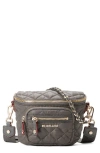 Mz Wallace Micro Crosby Diamond Quilted Nylon Sling Bag In Magnet
