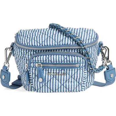 Mz Wallace Micro Crosby Quilted Seersucker Sling Bag In White
